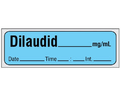 Shamrock Scientific Drug Label Shamrock Anesthesia Label DILAUDID _____ mg / mL / Date _____ Time _____ Int. _____ Blue 1/2 X 1 Inch - M-1064864-1761 - Roll of 1