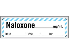 Shamrock Scientific Drug Label Shamrock Anesthesia Label NALOXONE _____ mg / mL / Date _____ Time _____ Int. _____ Blue / White 1/2 X 1 Inch - M-1064867-2996 - Roll of 1