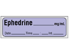 Shamrock Scientific Drug Label Shamrock Anesthesia Label EPHEDRINE _____ mg / mL / Date _____ Time _____ Int. _____ Purple 1/2 X 1 Inch - M-1064868-4936 - Roll of 1