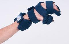 Fabrication Enterprises Resting Hand Splint with Five Straps ComfySplints™ Progressive Broadcloth / Foam / Steel Left Hand Navy Blue Small