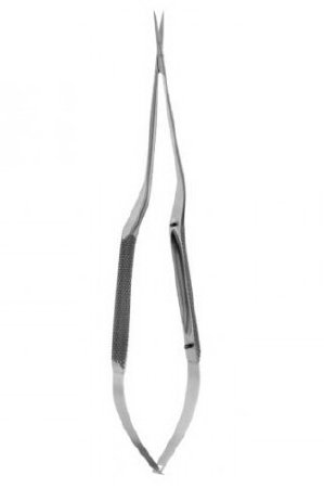 V. Mueller Micro Scissors Rhoton 8-3/8 Inch Length Surgical Grade Stainless Steel NonSterile Bayonet Thumb Handle with Spring Curved Blades Sharp Tip / Sharp Tip - M-1065153-1731 - Each