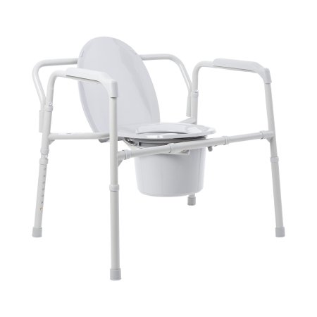 Folding Commode Chair McKesson Fixed Arm Steel Frame Back Bar 13-3/4 Inch Seat Width