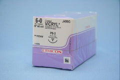 Suture with Needle Coated Vicryl Absorbable Coated Undyed Suture Braided Polyglactin 910 Size 6 - 0 18 Inch Suture 1-Needle 16 mm Length 3/8 Circle Reverse Cutting Needle