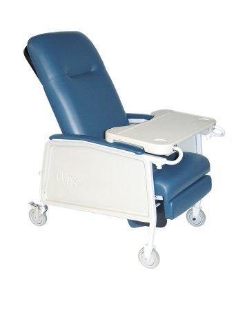3-Position Recliner McKesson Blue Vinyl Upholstered Four 5 Inch Casters With 2 Locks