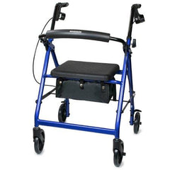 4 Wheel Rollator McKesson Blue Folding Aluminum Frame