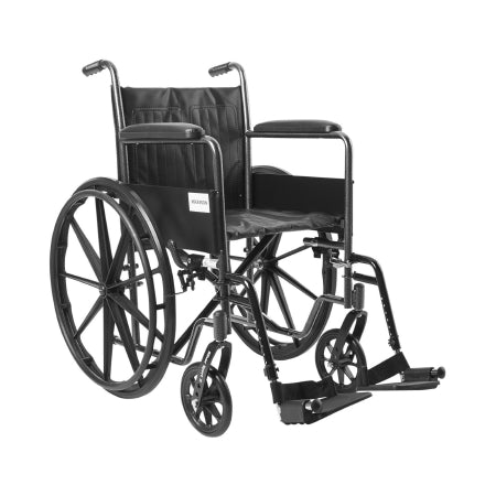 Wheelchair McKesson Dual Axle Padded Arm Style Swing-Away Footrest Black Upholstery 18 Inch Seat Width 300 lbs. Weight Capacity