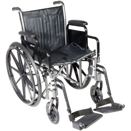 Wheelchair McKesson Dual Axle Desk Length Arm Removable Padded Arm Style Swing-Away Footrest Black Upholstery 18 Inch Seat Width 300 lbs. Weight Capacity