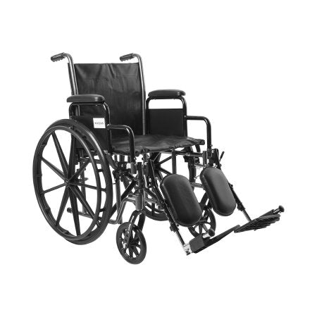Wheelchair McKesson Dual Axle Desk Length Arm Removable Padded Arm Style Swing-Away Elevating Legrest Black Upholstery 18 Inch Seat Width 300 lbs. Weight Capacity