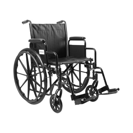 Wheelchair McKesson Dual Axle Desk Length Arm Removable Padded Arm Style Swing-Away Footrest Black Upholstery 20 Inch Seat Width 350 lbs. Weight Capacity