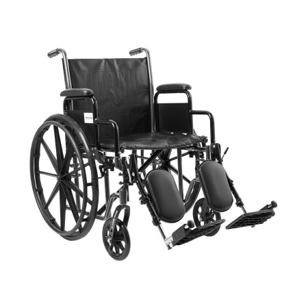 Wheelchair McKesson Dual Axle Desk Length Arm Removable Padded Arm Style Swing-Away Elevating Legrest Black Upholstery 20 Inch Seat Width 350 lbs. Weight Capacity