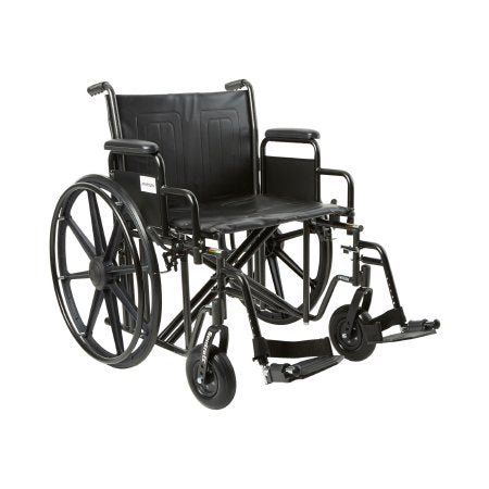 Wheelchair McKesson Dual Axle Desk Length Arm Removable Padded Arm Style Swing-Away Footrest Black Upholstery 22 Inch Seat Width 450 lbs. Weight Capacity