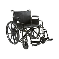 Wheelchair McKesson Dual Axle Desk Length Arm Removable Padded Arm Style Swing-Away Footrest Black Upholstery 22 Inch Seat Width 450 lbs. Weight Capacity