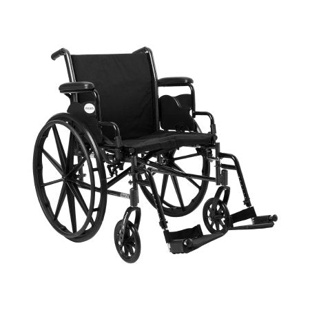 Lightweight Wheelchair McKesson Dual Axle Desk Length Arm Flip Back / Removable Padded Arm Style Swing-Away Footrest Black Upholstery 20 Inch Seat Width 300 lbs. Weight Capacity