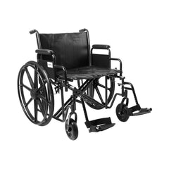 Wheelchair McKesson Dual Axle Desk Length Arm Removable Padded Arm Style Swing-Away Footrest Black Upholstery 24 Inch Seat Width 450 lbs. Weight Capacity