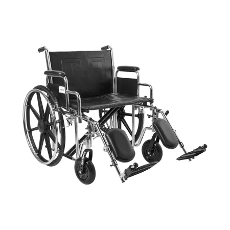 Wheelchair McKesson Dual Axle Desk Length Arm Removable Padded Arm Style Swing-Away Elevating Legrest Black Upholstery 24 Inch Seat Width 450 lbs. Weight Capacity