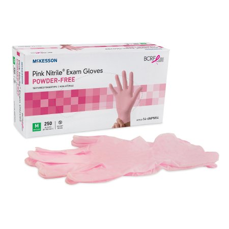 Exam Glove McKesson Pink Nitrile® Large NonSterile Nitrile Standard Cuff Length Textured Fingertips Pink Not Chemo Approved - M-1065403-4180 - Box of 250