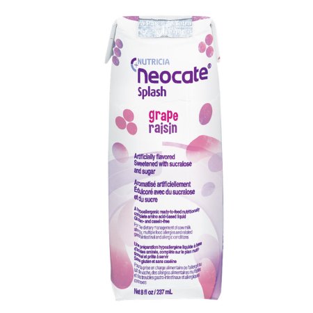 Nutricia North America Pediatric Oral Supplement / Tube Feeding Formula Neocate® Splash Grape Flavor 8 oz. Carton Ready to Use