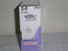 J & J Healthcare Systems Suture with Needle Coated Vicryl™ Absorbable Coated Undyed Suture Braided Polyglactin 910 Size 2 - 0 27 Inch Suture 1-Needle 22 mm Length 1/2 Circle Reverse Cutting Needle