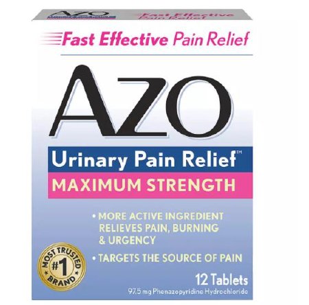 I Health Inc Urinary Pain Relief AZO® Maximum Strength 97.5 mg Strength Phenazopyridine HCL Tablet 12 per Box