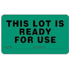 Precision Dynamics Pre-Printed Label Laboratory Use Green Paper This Lot Is Ready For Use Black Quality Control Label 1-3/4 X 3 Inch - M-1066041-4930 - Roll of 1