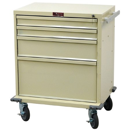 Harloff Treatment Cart V-Series 22 X 29.5 X 34 Inch Red Two 3 Inch, One 6 Inch, One 12 Inch Drawer Configuration, 17 X 23 Inch Internal Drawer