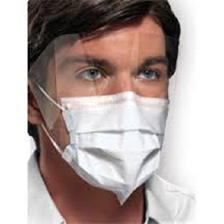 Confirm Monitoring Systems Procedure Mask with Eye Shield Ultra™ FogFree™ Anti-fog Strip Pleated Earloops One Size Fits Most White NonSterile ASTM Level 3