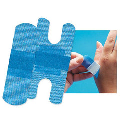 Dukal Metal Detectable Adhesive Strip American® White Cross 2 X 3 Inch Plastic Rectangle Blue Sterile