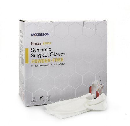 Surgical Glove McKesson Finessis Zero® Size 6 Sterile Pair Flexylon® Synthetic Extended Cuff Length Micro-Textured White Chemo Tested - M-1068661-2183 - Case of 200