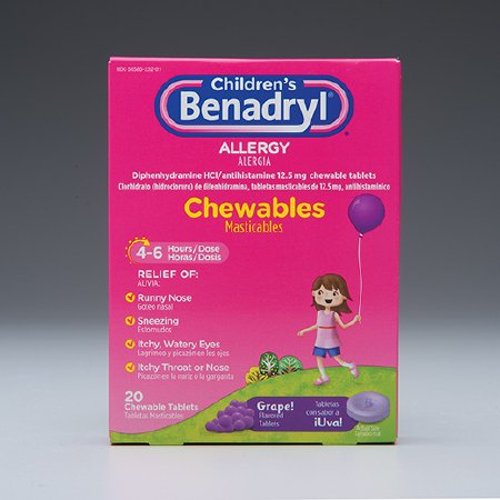 Johnson & Johnson Consumer Children's Allergy Relief Children's Benadryl® 12.5 mg Strength Chewable Tablet 20 per Box