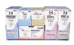 Suture with Needle Coated Vicryl Absorbable Coated Violet Suture Braided Polyglactin 910 Size 2 - 0 27 Inch Suture 1-Needle 22 mm Length 1/2 Circle Reverse Cutting Needle
