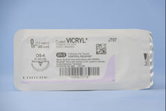 Suture with Needle Coated Vicryl Absorbable Coated Violet Suture Braided Polyglactin 910 Size 0 18 Inch Suture 1-Needle 22 mm Length 1/2 Circle Reverse Cutting Needle