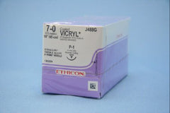 J & J Healthcare Systems Suture with Needle Coated Vicryl™ Absorbable Coated Undyed Suture Braided Polyglactin 910 Size 7 - 0 18 Inch Suture 1-Needle 11 mm Length 3/8 Circle Reverse Cutting Needle