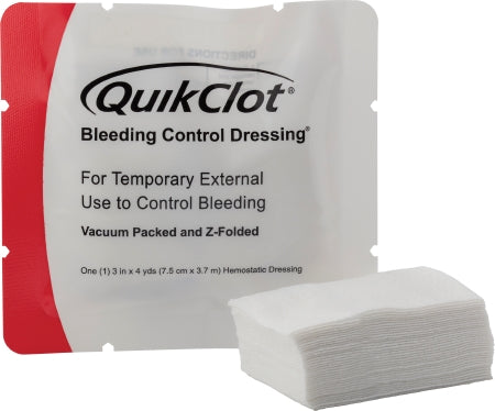 Z-Medica Hemostatic Dressing QuikClot ® 3 Inch X 12 Foot 1 per Pack Individual Packet Kaolin Sterile