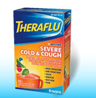 Glaxo Smith Kline Cold and Cough Relief Theraflu® 650 mg - 20 mg - 10 mg Strength Powder 6 per Box