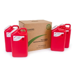 Sharps Compliance Mailback Sharps Container TakeAway® Recovery System 9 L X 6 W X 17 H Inch 3 Gallon Red Base / Translucent Lid Vertical Entry Screw On Lid