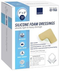 Abena North America Silicone Foam Dressing Abena® 2 X 2 Inch Square Silicone Adhesive Without Border Sterile