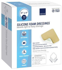 Abena North America Silicone Foam Dressing Abena® 4 X 4 Inch Square Silicone Adhesive Without Border Sterile