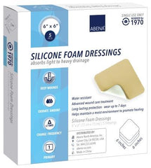 Abena North America Silicone Foam Dressing Abena® 6 X 6 Inch Square Silicone Adhesive Without Border Sterile