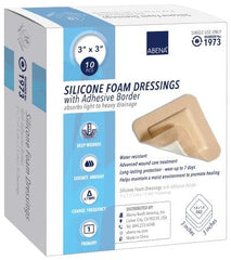 Abena North America Silicone Foam Dressing Abena® 3 X 3 Inch Square Silicone Adhesive with Border Sterile