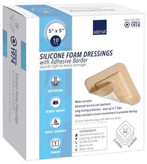 Abena North America Silicone Foam Dressing Abena® 5 X 5 Inch Square Silicone Adhesive with Border Sterile