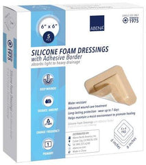 Abena North America Silicone Foam Dressing Abena® 6 X 6 Inch Square Silicone Adhesive with Border Sterile