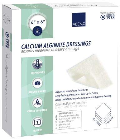 Abena North America Calcium Alginate Dressing Abena® 6 X 6 Inch Square Calcium Alginate Sterile