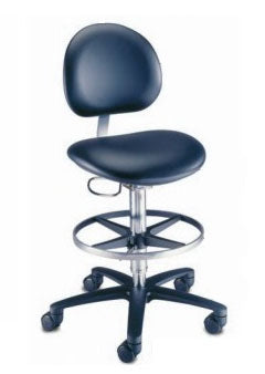 The Brewer Company Lab Stool Millennium Series Contoured Backrest Pneumatic Height Adjustment 5 Casters Sapphire