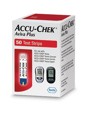 Roche Blood Glucose Test Strips Accu-Chek® Aviva Plus 50 Strips per Box Tiny 0.6 microliter drop For Accu-Chek® Aviva , Accu-Chek® Aviva Connect , Accu-Chek® Aviva Combo , Accu-Chek® Aviva Expert Meters