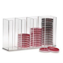 Market Lab Inc Media Plate Holder Rack 4 X 9 X 16 Inch Clear Acrylic 4 Place Capacity