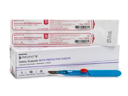 Safety Scalpel McKesson Prevent® B No. 10 Stainless Steel / Plastic Classic Grip Handle Sterile Disposable - M-1073640-3475 - Case of 500