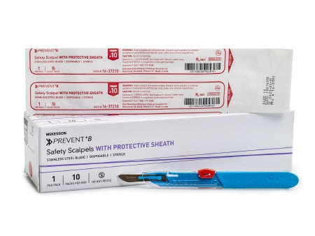 Safety Scalpel McKesson Prevent® B No. 10 Stainless Steel / Plastic Classic Grip Handle Sterile Disposable - M-1073640-4096 - Box of 10