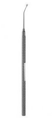 V. Mueller Capsule Polishing Curette V. Mueller® Nightingale 4-7/8 Inch Length Single-ended Round Handle 1.75 mm Tip Angled Round Fenestrated Ring Tip with Semi Sharp Edge - M-1074405-2252 - Each