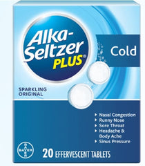 Bayer Cold and Cough Relief Alka-Seltzer Plus® 325 mg - 2 mg - 7.8 mg Strength Effervescent Tablet 20 per Box
