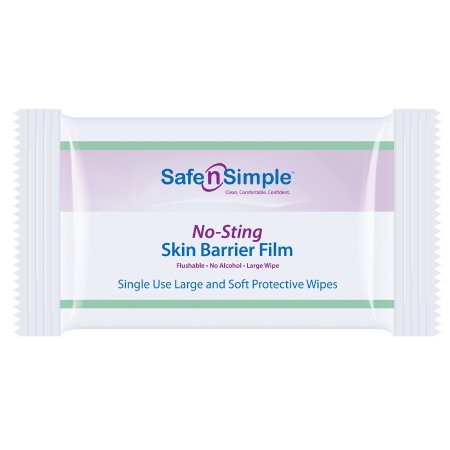 Safe N Simple Skin Barrier Wipe Safe N Simple™ No-Sting 60% / 20% Strength Purified Water / Polyvinylpyrrolidone / Glycerin / Propylene Glycol Individual Packet Large NonSterile